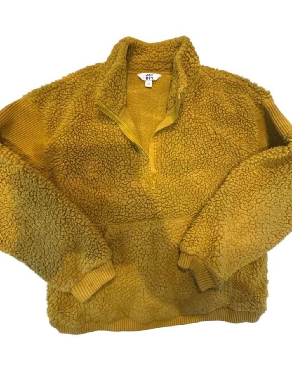 JoyLab Sweatshirt Pullover Golden Palm Sherpa Size M